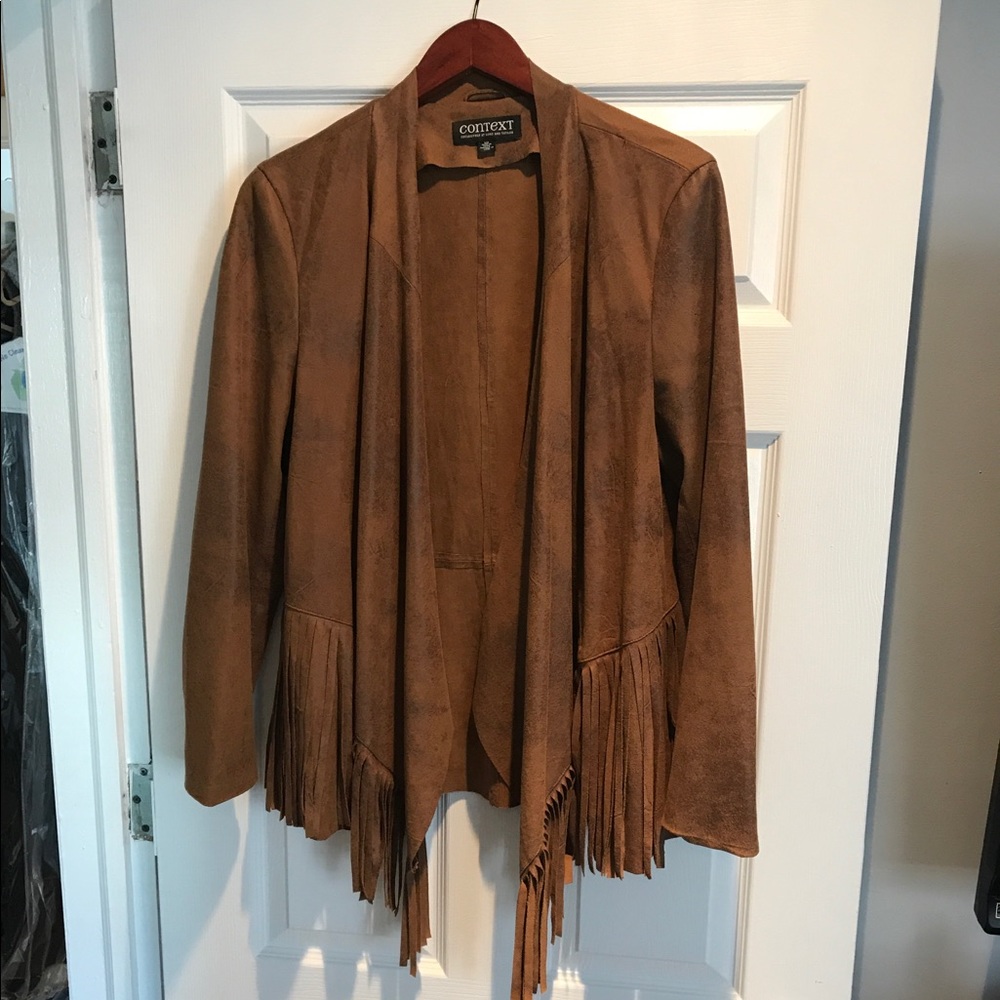 Brown Distressed Loose Fitting Jacket - image 1